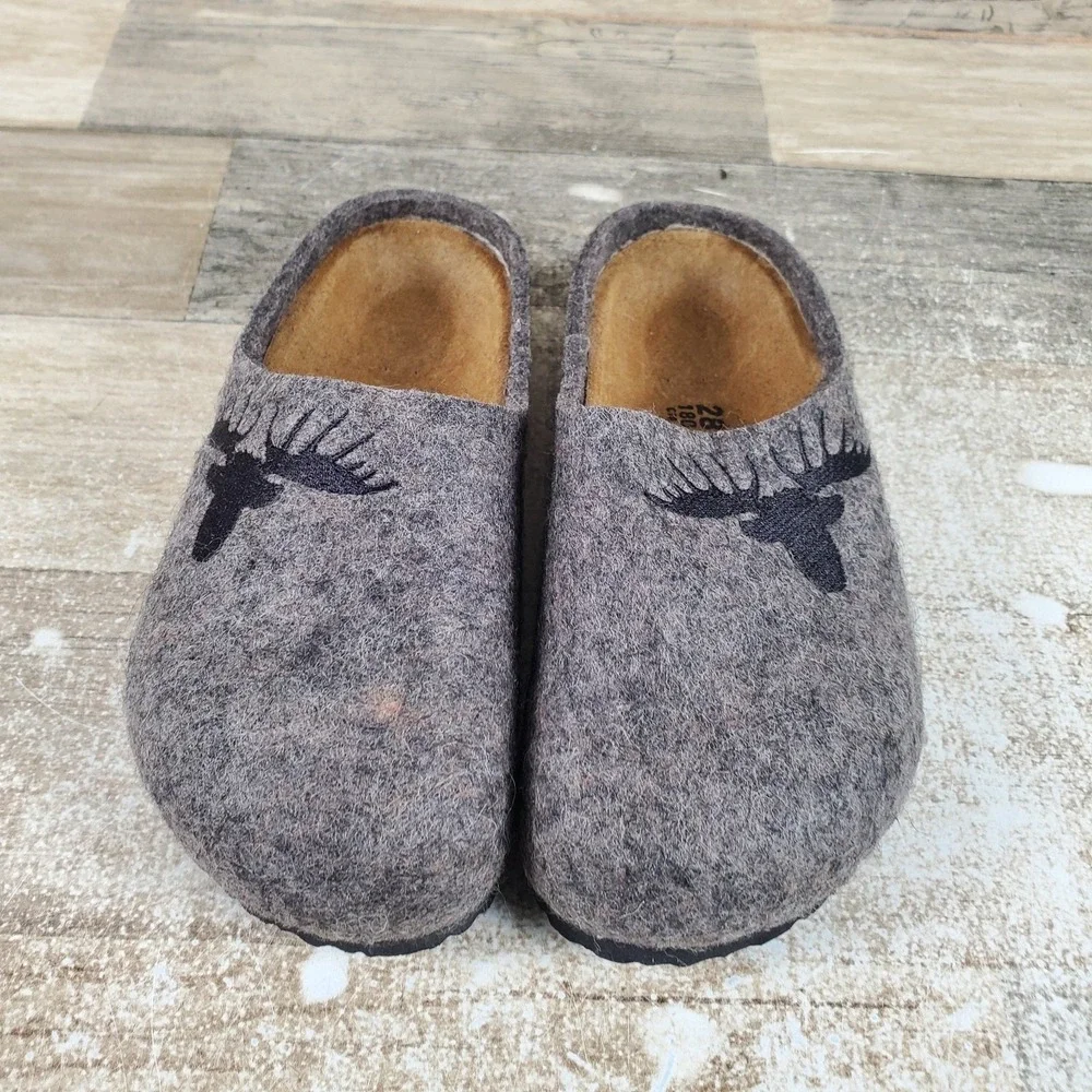 Birkenstock Kaprun Kids Clogs Sz 10 Gray Elk Wool Narrow Slip On Slippers‎